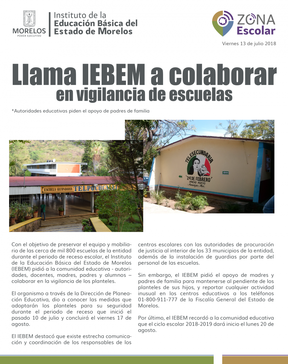 Llama Iebem A Colaborar En Vigilancia De Escuelas Instituto De La